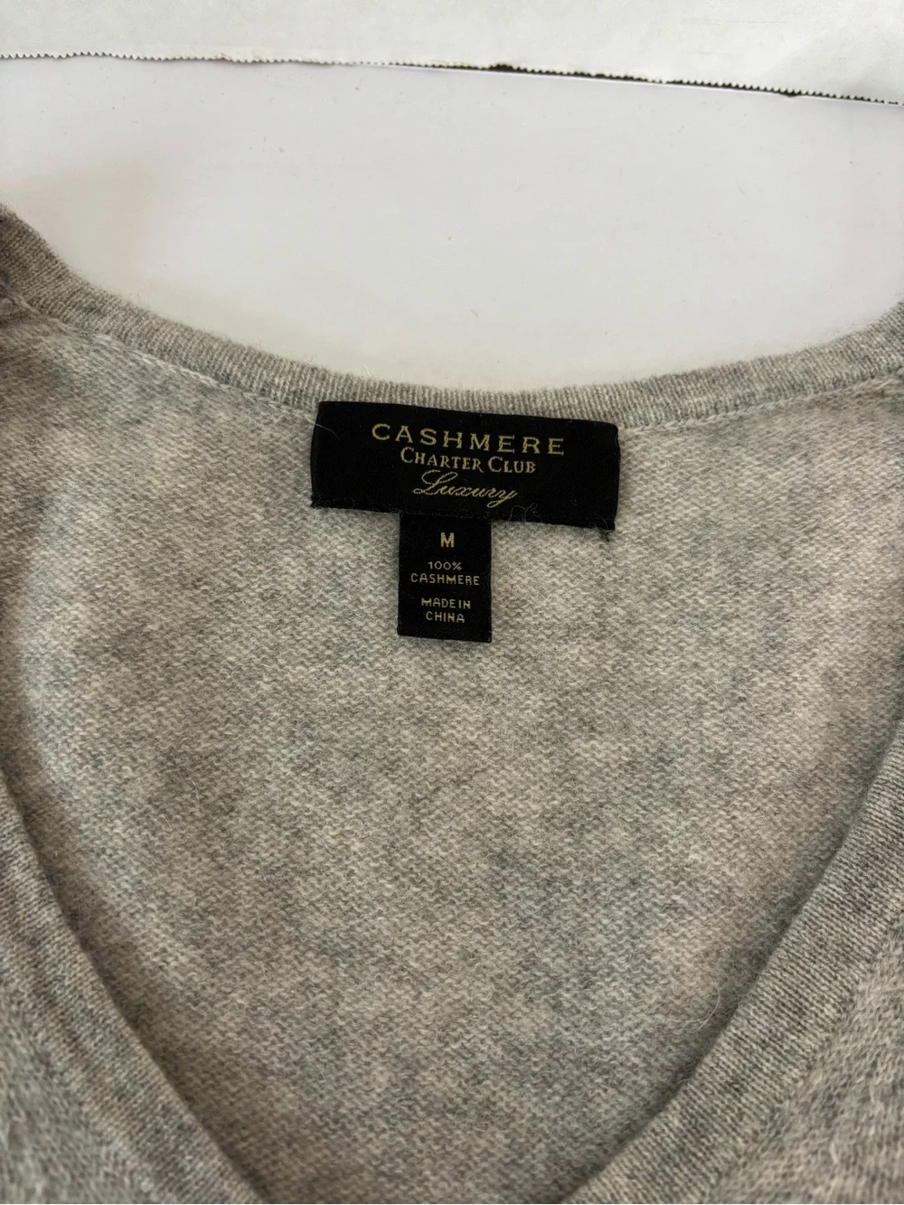Charter Club Cashmere V-Neck Sweater - Light Gray